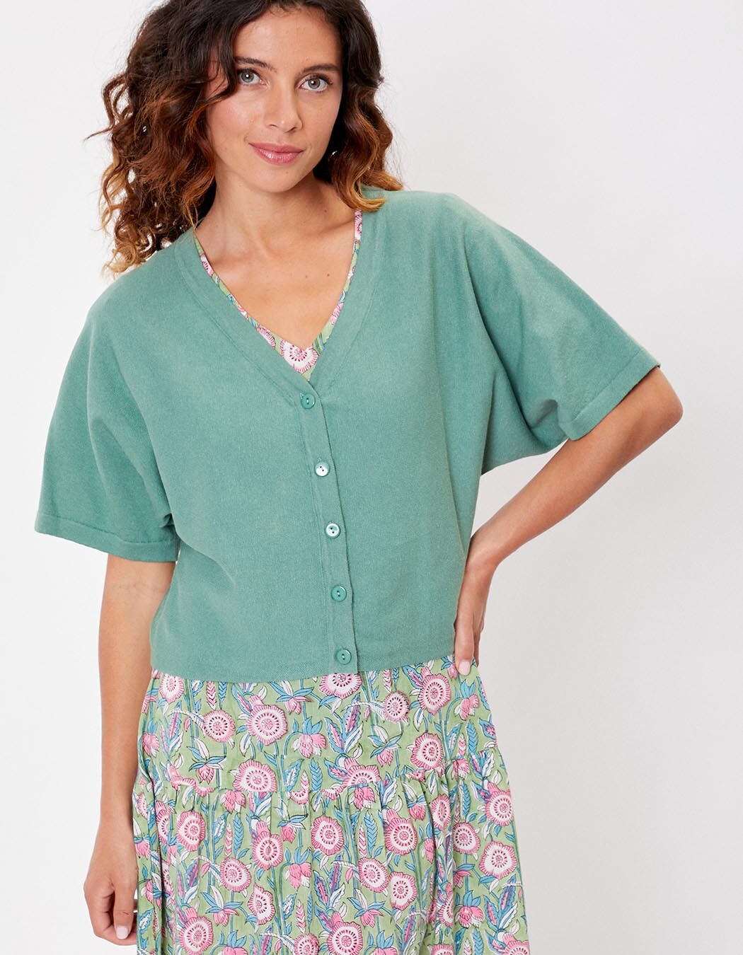Short-sleeved knit cardigan femme La Fiancée