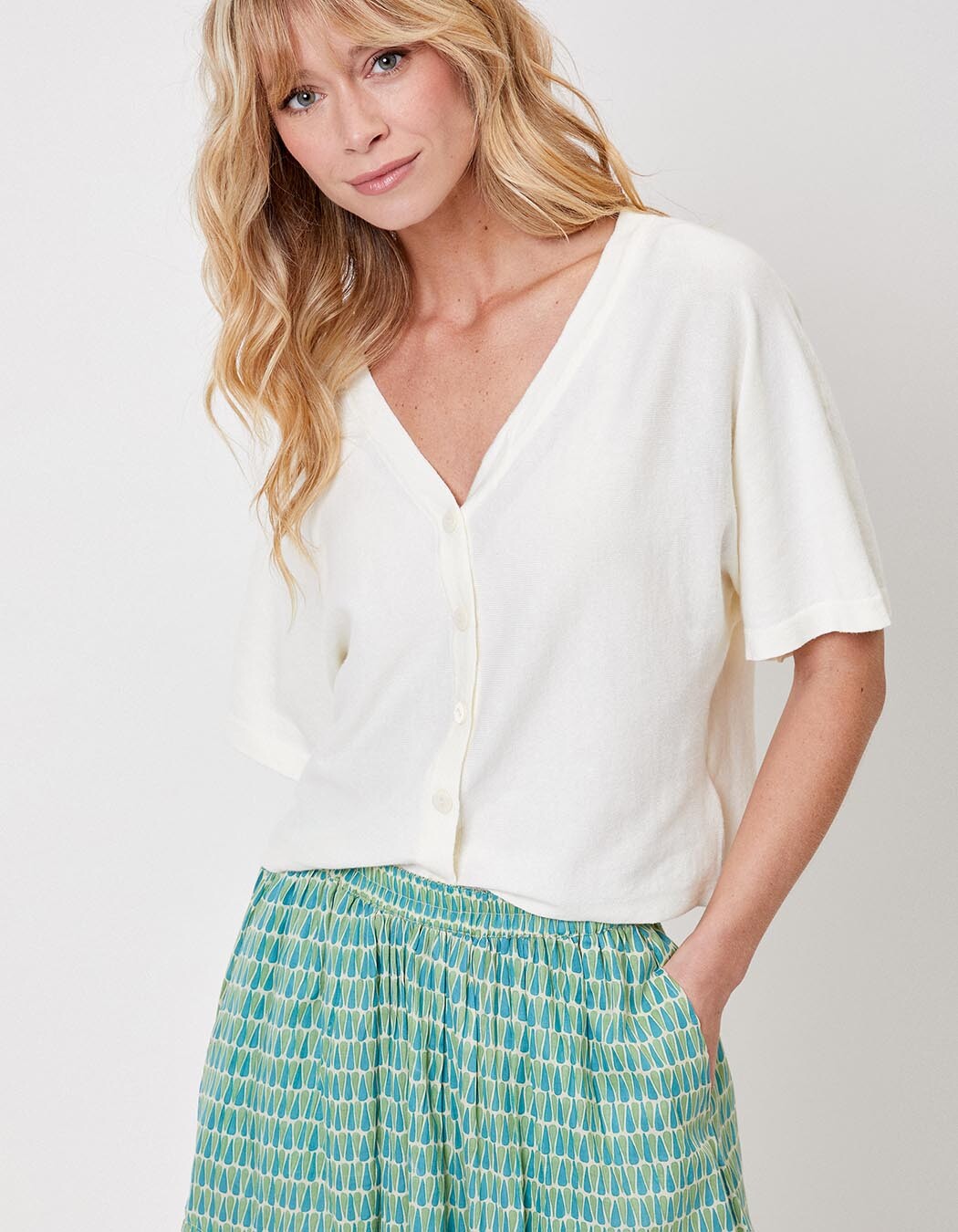 Short-sleeved knit cardigan femme La Fiancée
