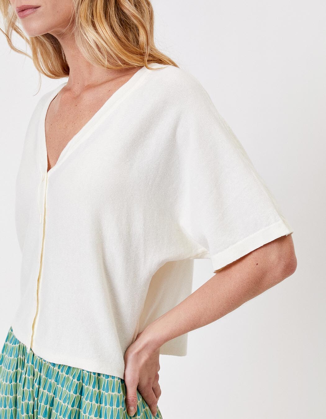 Short-sleeved knit cardigan femme La Fiancée