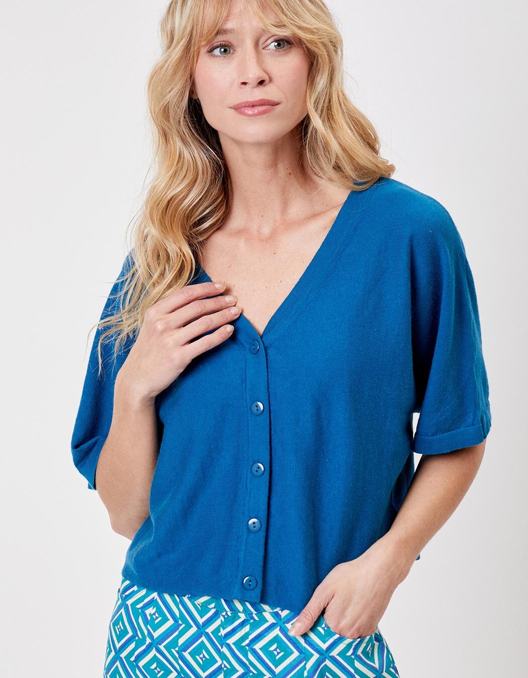Short-sleeved knit cardigan femme La Fiancée