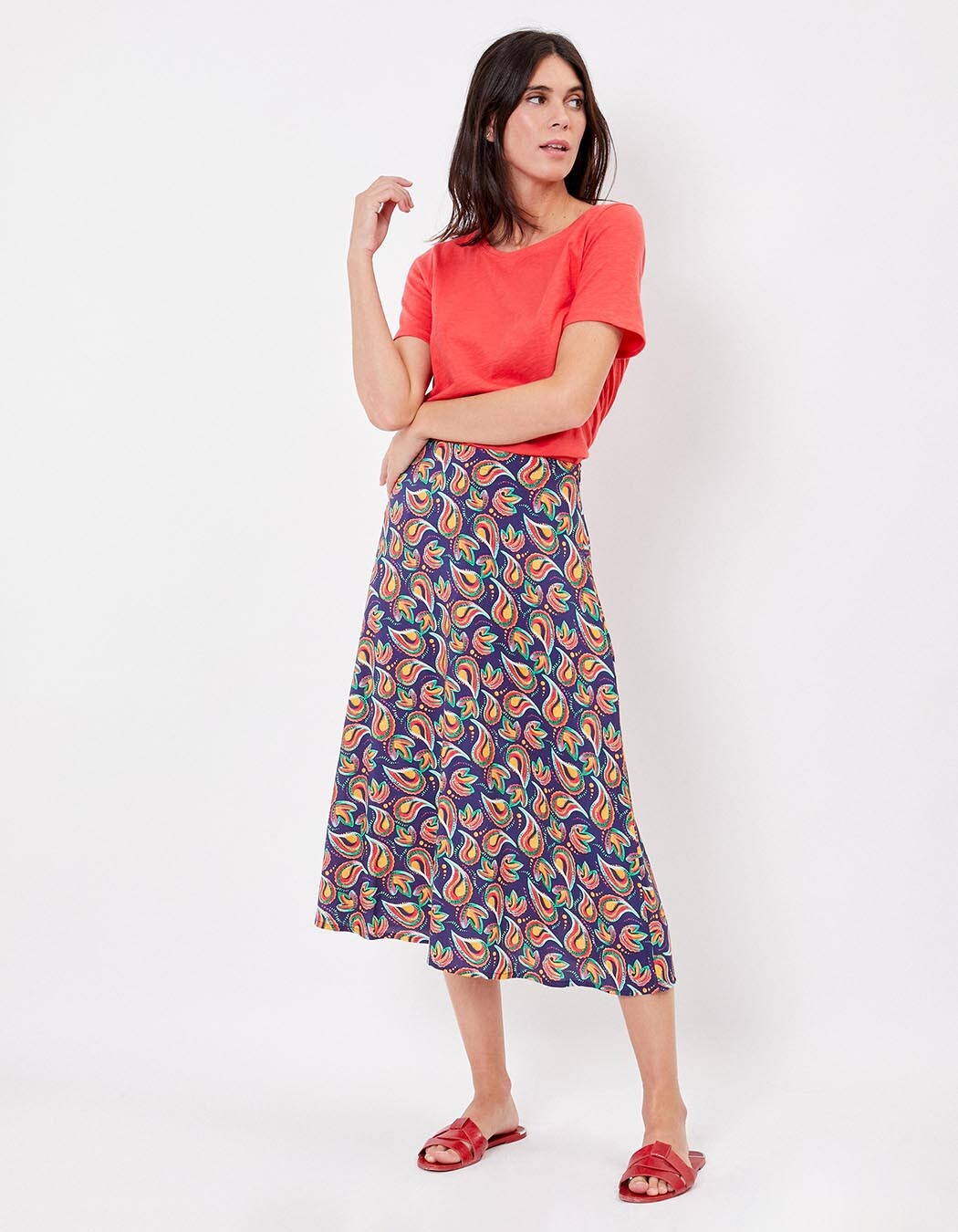 Fluid flared midi skirt femme La Fianc&eacute;e