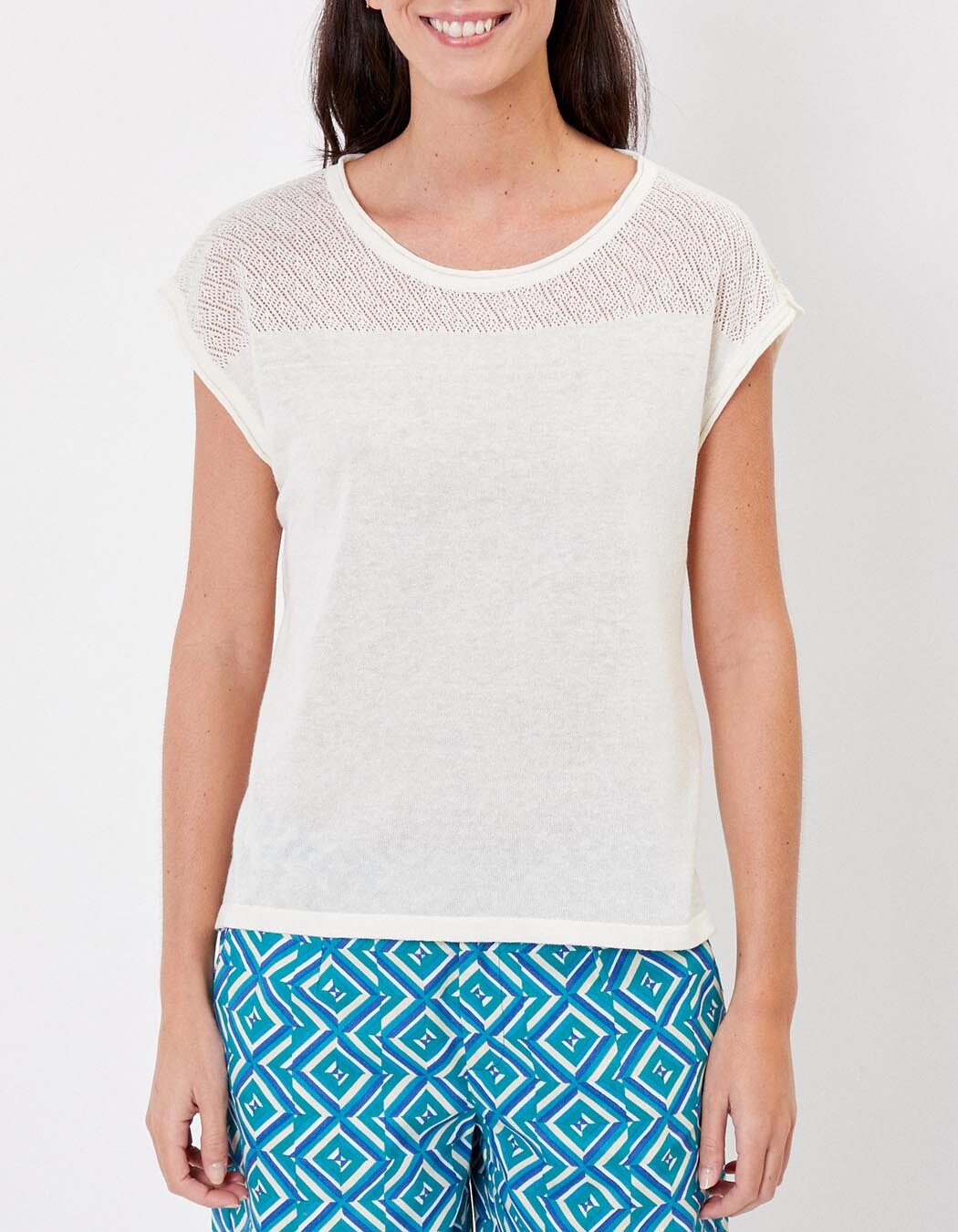 Openwork knit cotton top femme La Fianc&eacute;e