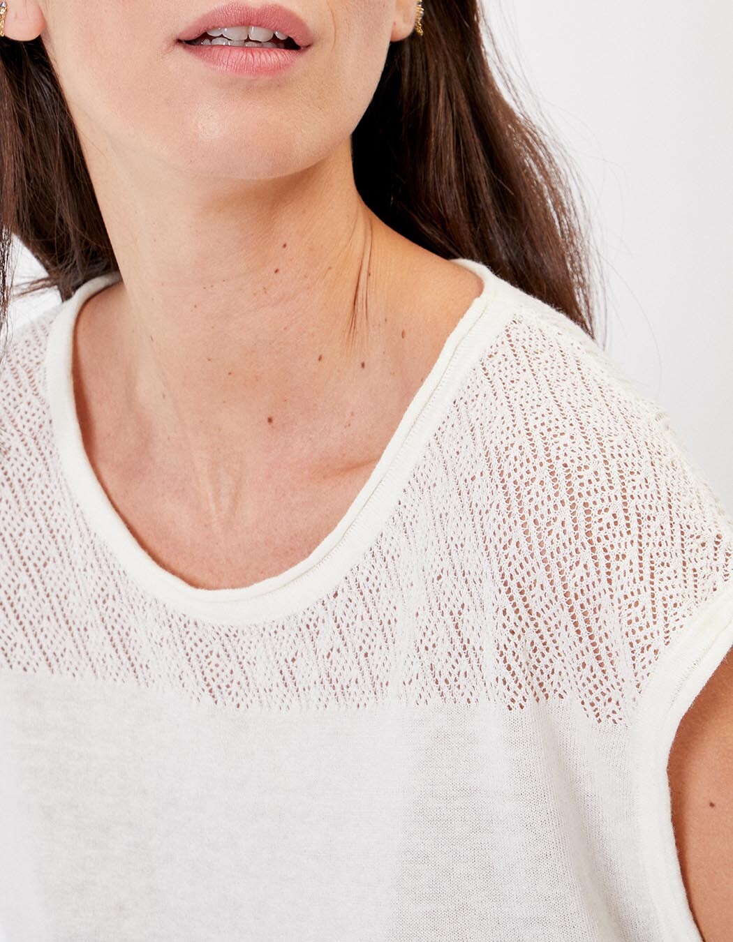 Openwork knit cotton top femme La Fianc&eacute;e