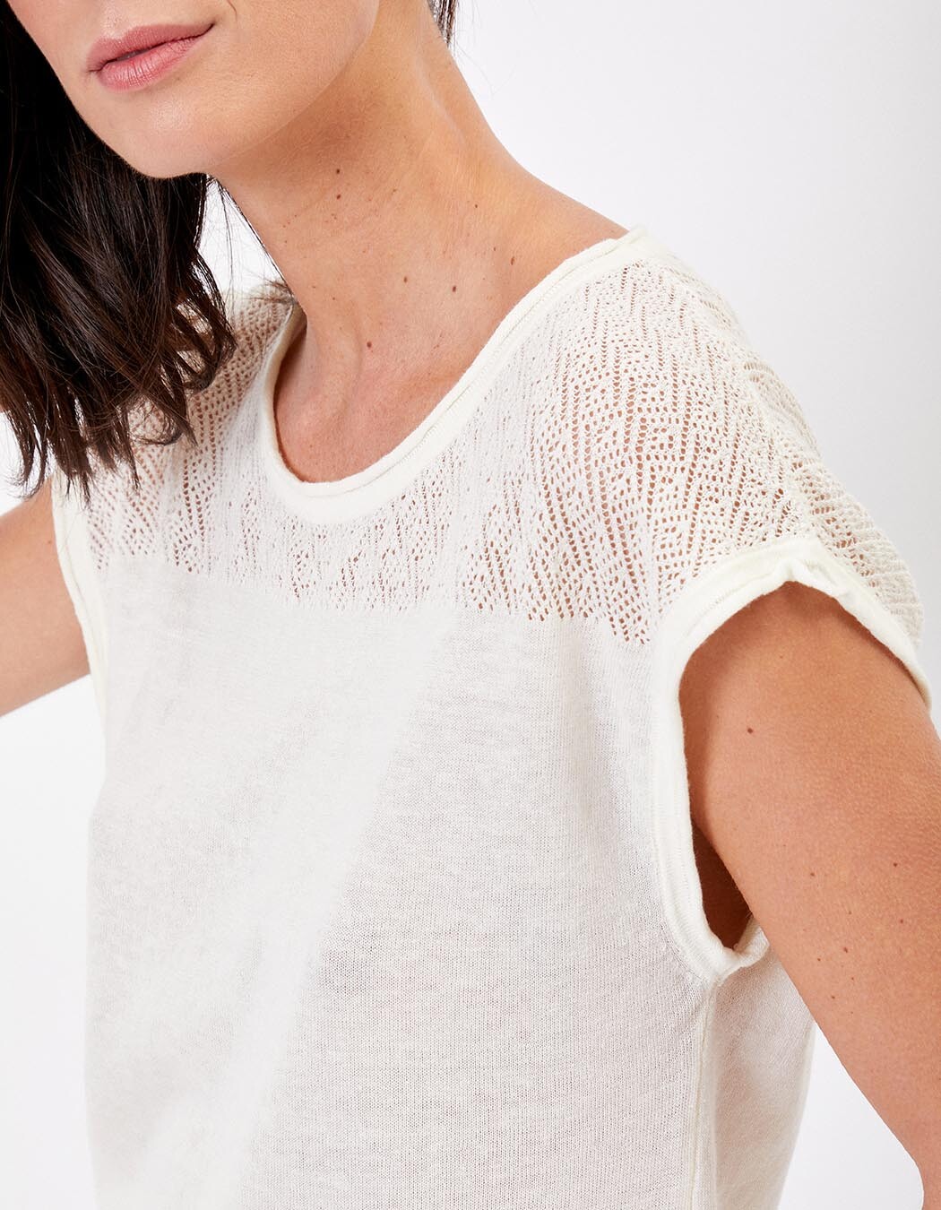 Openwork knit cotton top femme La Fianc&eacute;e