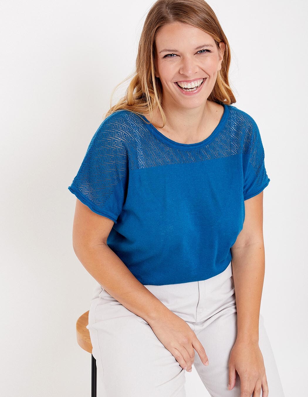 Openwork knit cotton top femme La Fiancée
