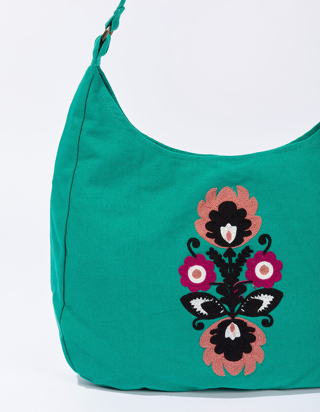 Embroidered cotton satchel bag femme La Fianc&eacute;e