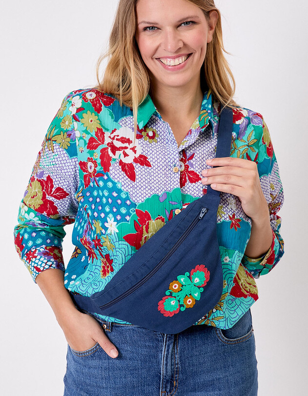 Embroidered cotton belt bag femme La Fianc&eacute;e