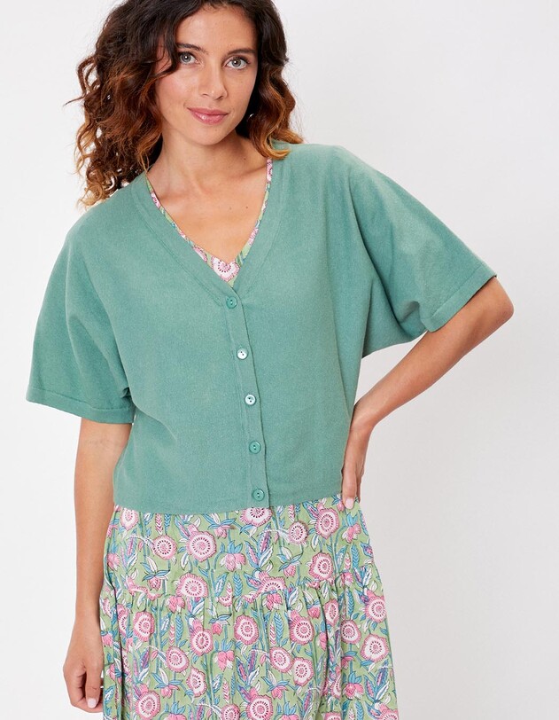 Short-sleeved knit cardigan femme La Fianc&eacute;e