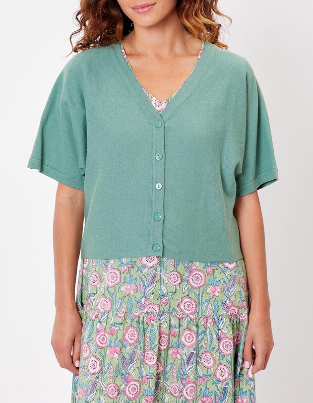 Short-sleeved knit cardigan femme La Fianc&eacute;e
