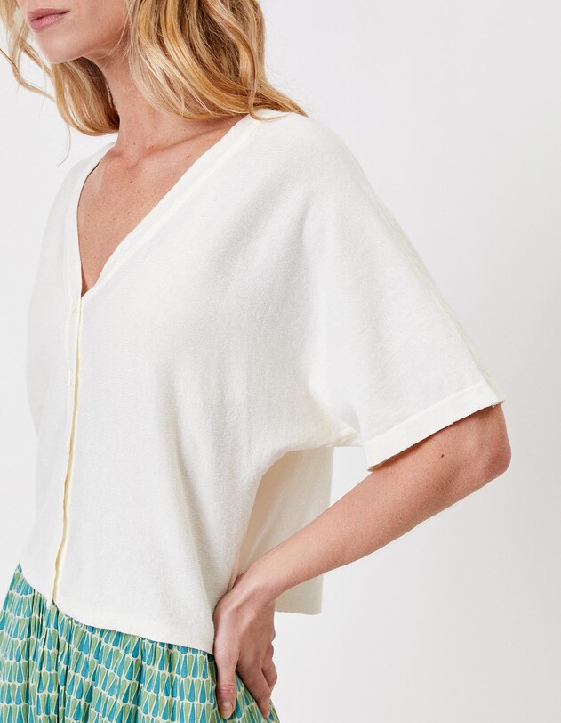 Short-sleeved knit cardigan femme La Fianc&eacute;e