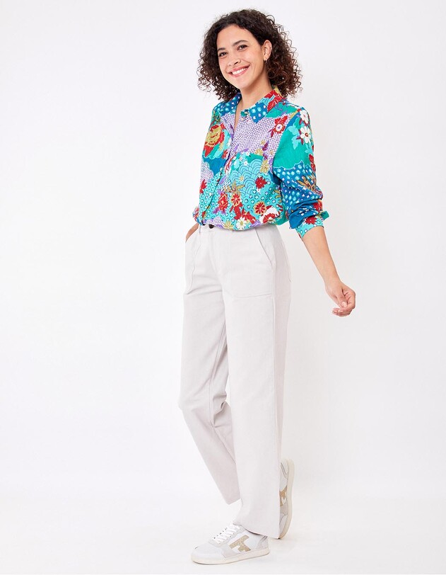 Straight thick cotton pants femme La Fiancée