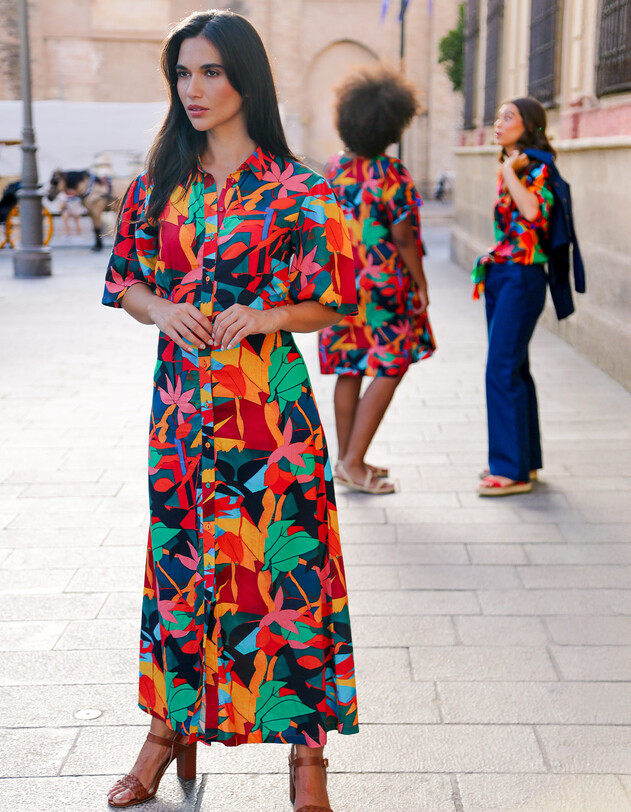 Long fluid shirt dress femme La Fianc&eacute;e