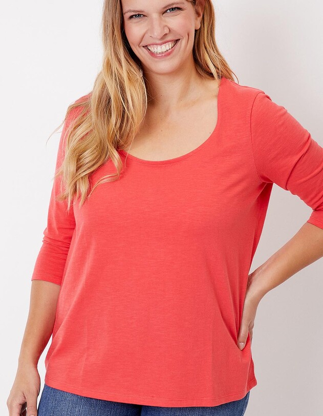 Plain organic cotton slub t-shirt 3/4 sleeves femme La Fianc&eacute;e