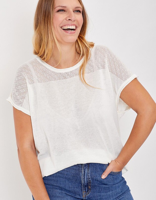Openwork knit cotton top femme La Fianc&eacute;e