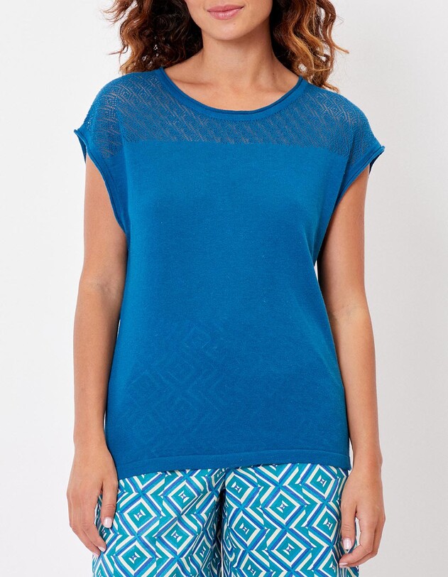 Openwork knit cotton top femme La Fianc&eacute;e