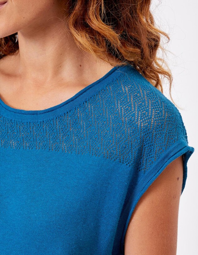 Openwork knit cotton top femme La Fianc&eacute;e