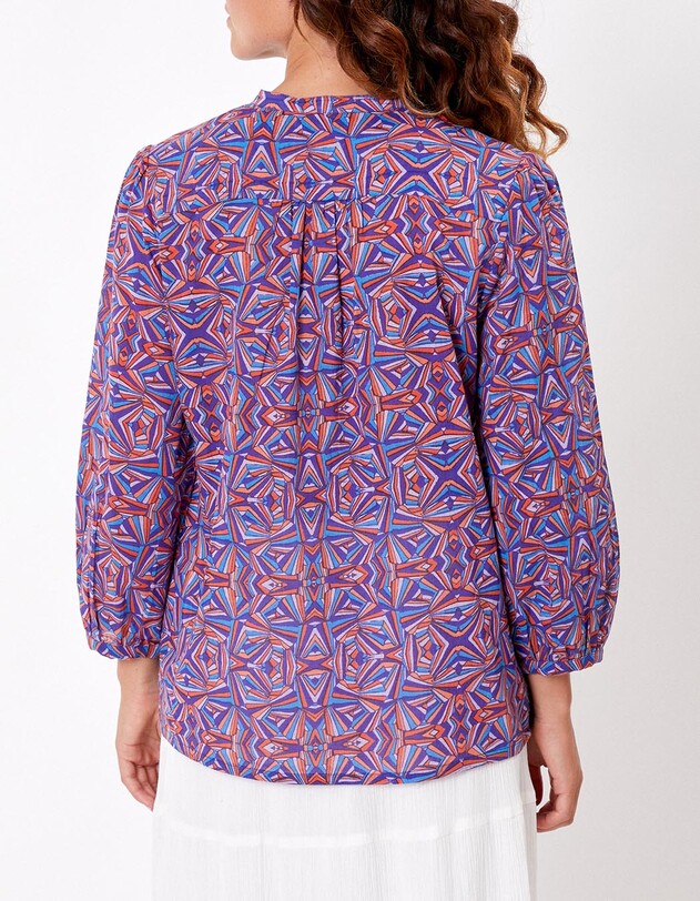 Organic cotton voile blouse with Tunisian collar femme La Fianc&eacute;e