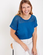 Openwork knit cotton top femme La Fiancée