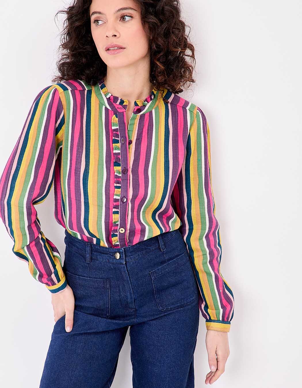 Embroidered shirt in organic cotton gauze femme La Fiancée
