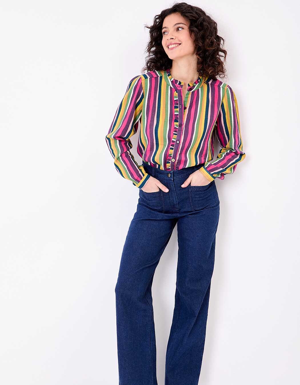 Embroidered shirt in organic cotton gauze femme La Fiancée