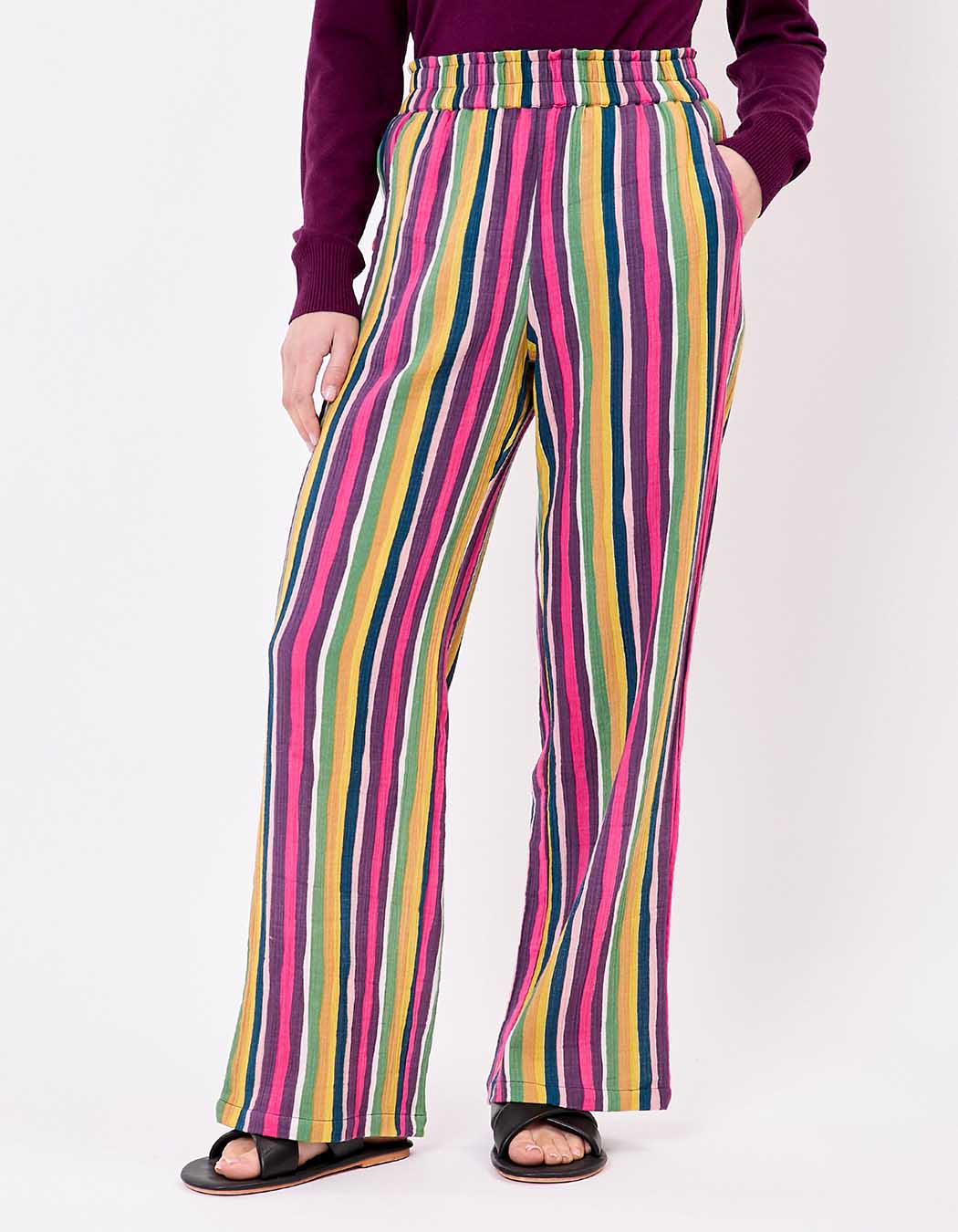 Wide-leg pants in organic cotton gauze femme La Fiancée