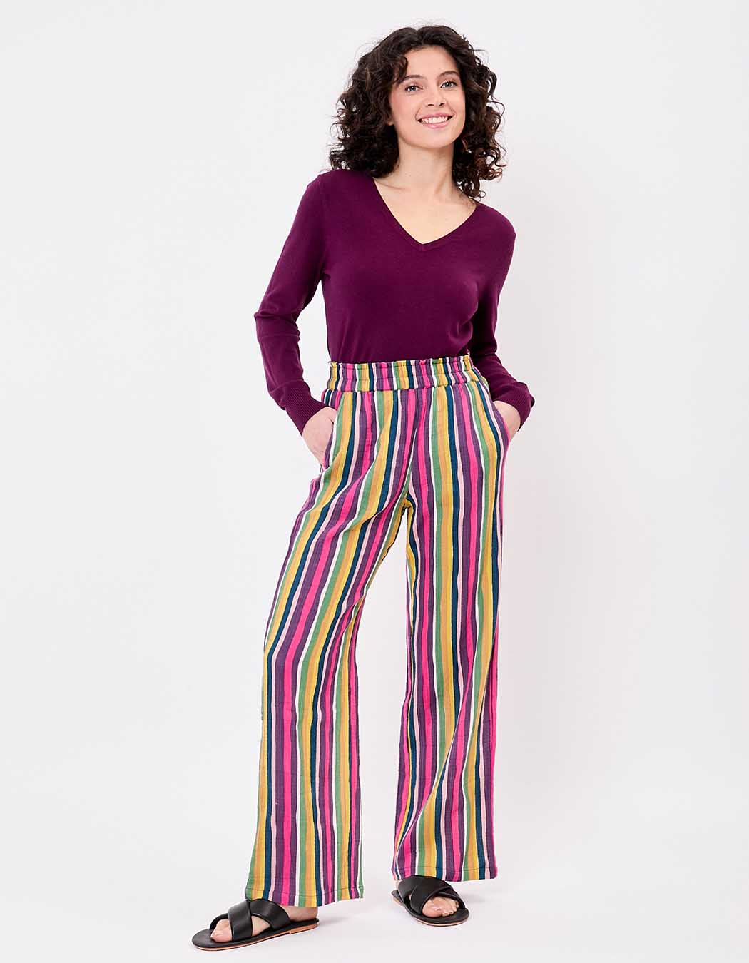 Wide-leg pants in organic cotton gauze femme La Fiancée