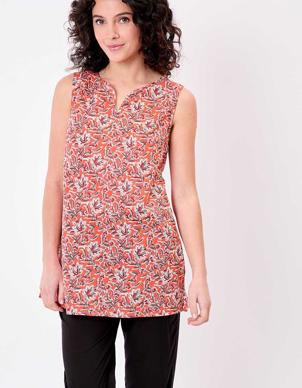 Sleeveless tunic in organic cotton voile femme La Fiancée