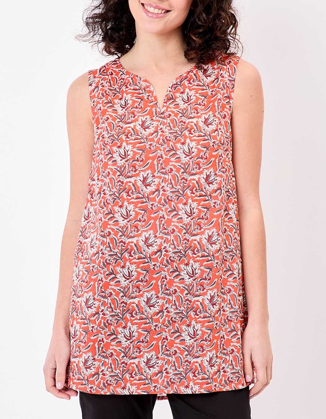 Sleeveless tunic in organic cotton voile femme La Fiancée