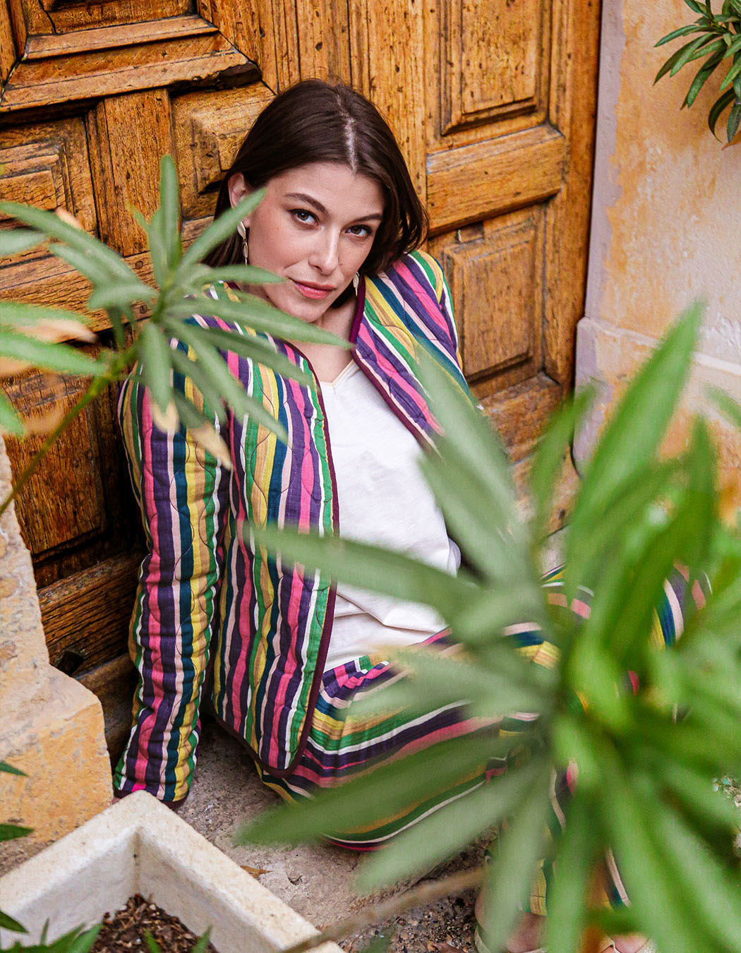 Reversible quilted jacket in organic cotton gauze femme La Fiancée