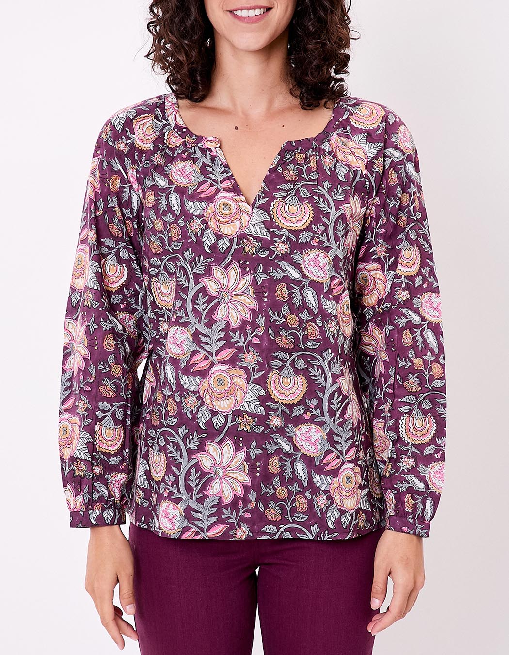 Flared long-sleeve cotton blouse femme La Fianc&eacute;e