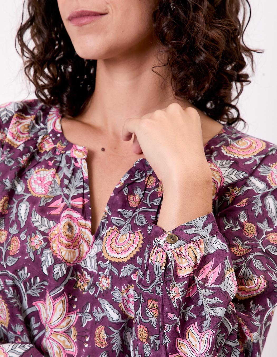 Flared long-sleeve cotton blouse femme La Fianc&eacute;e