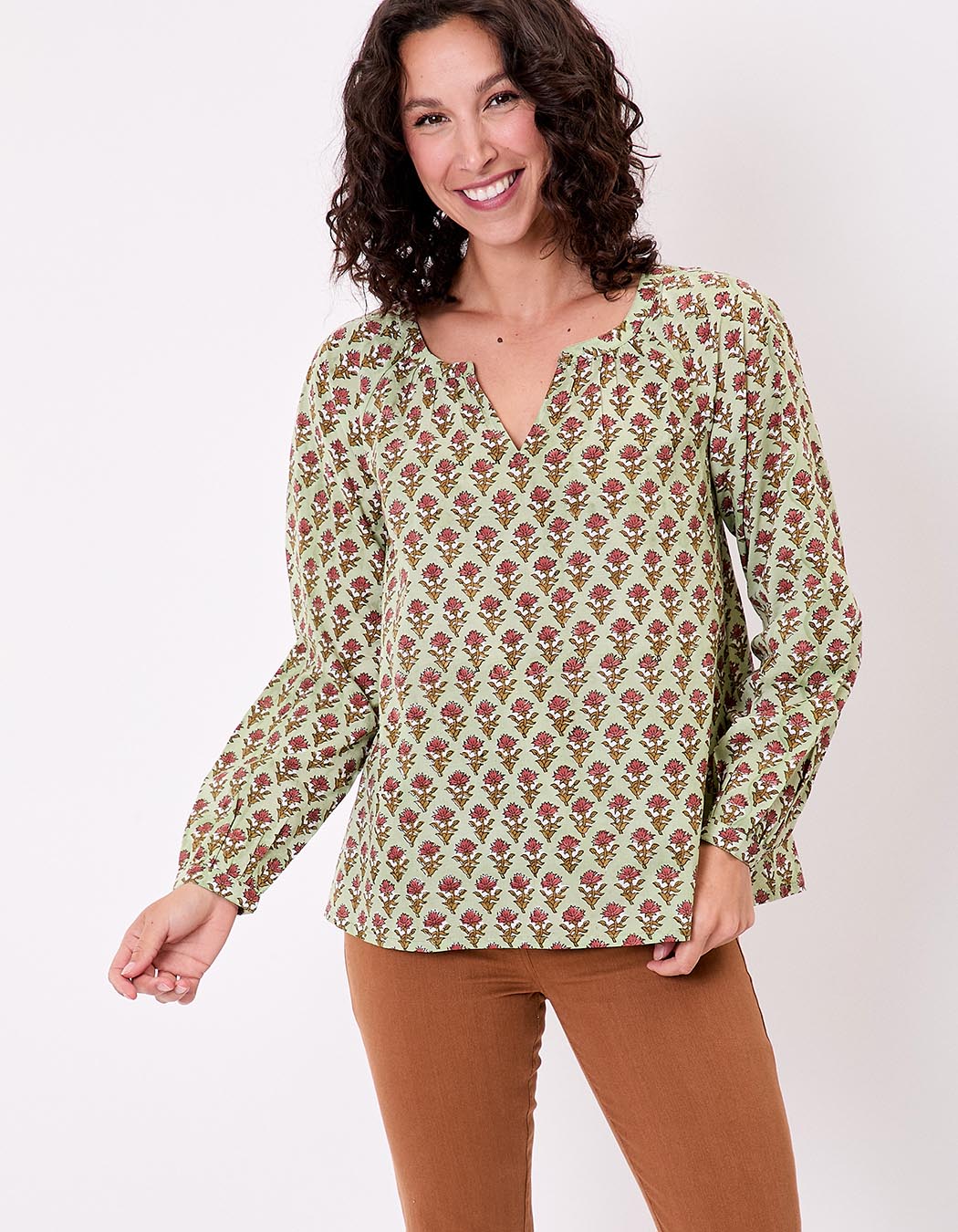 Flared long-sleeve cotton blouse femme La Fiancée