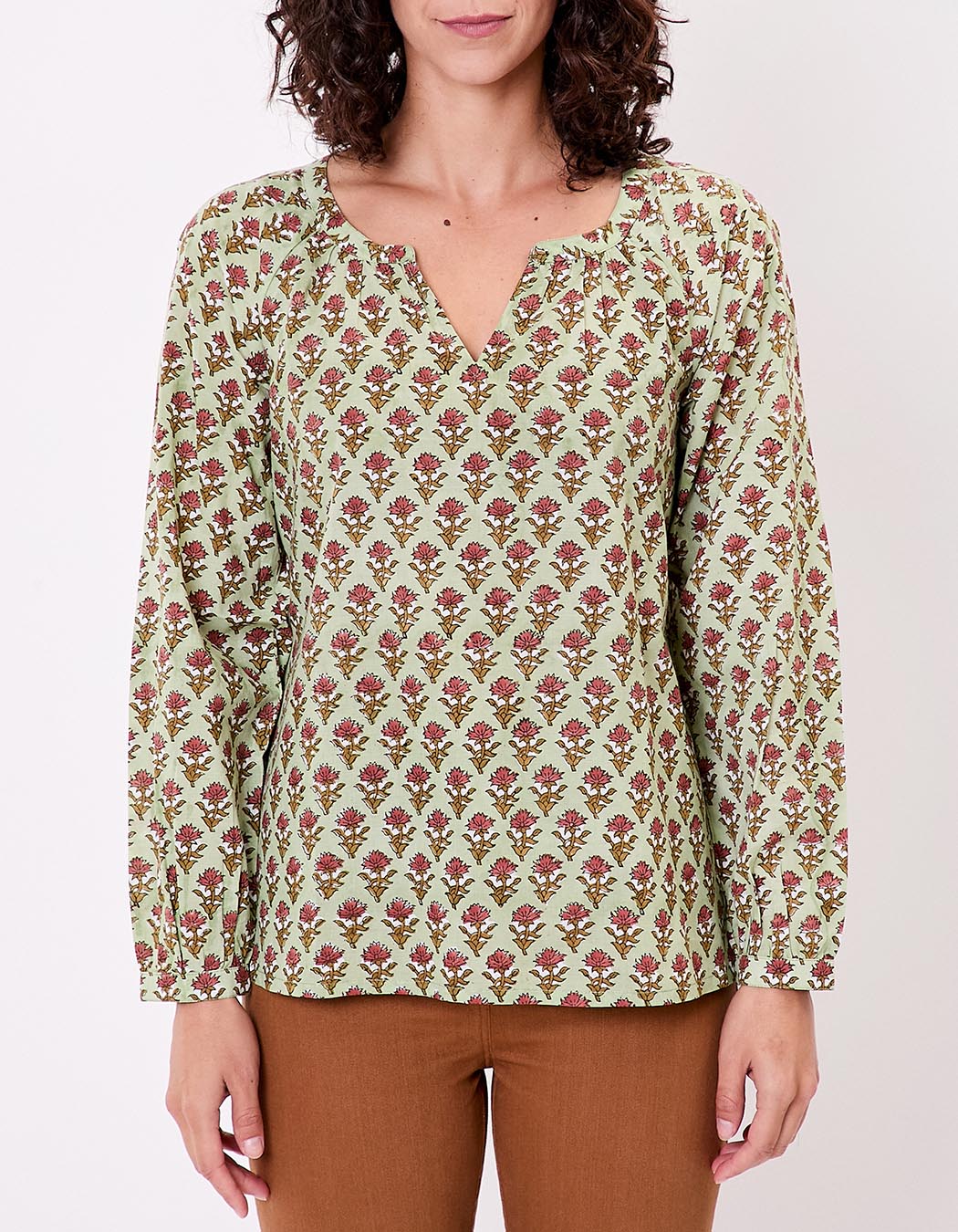 Flared long-sleeve cotton blouse femme La Fiancée