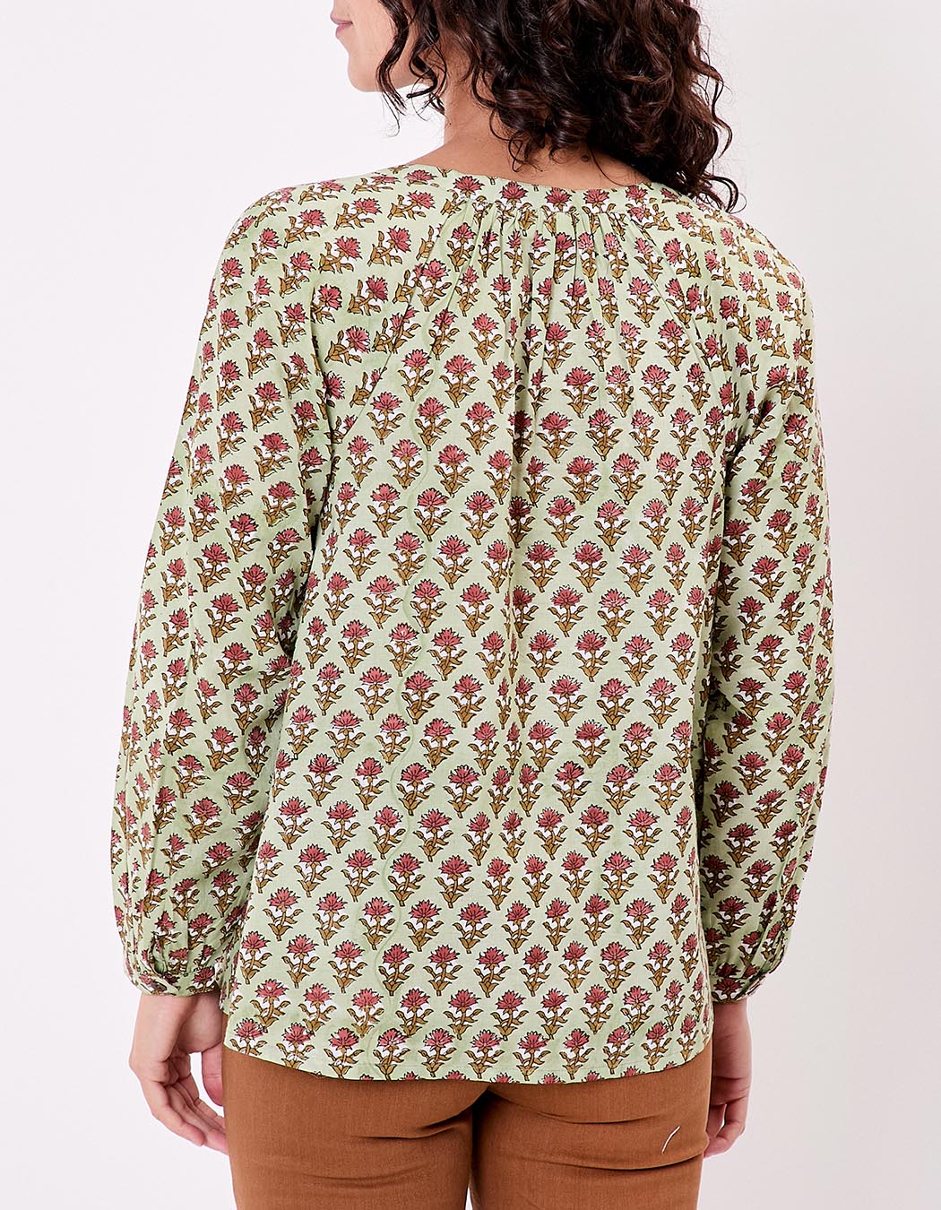 Flared long-sleeve cotton blouse femme La Fiancée