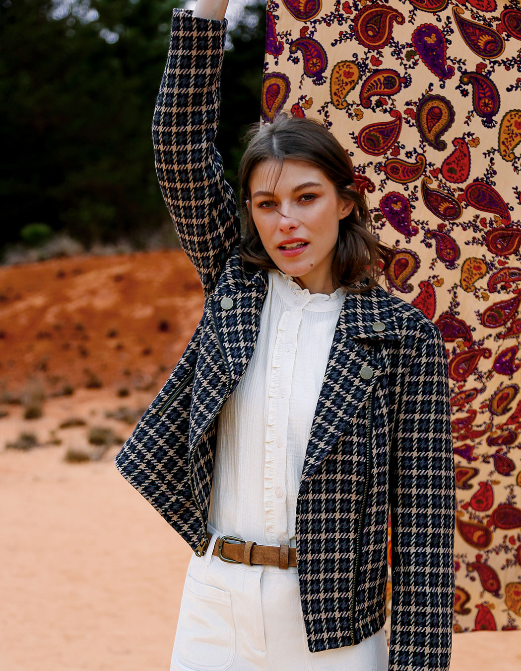 Printed rectangular stole femme La Fiancée