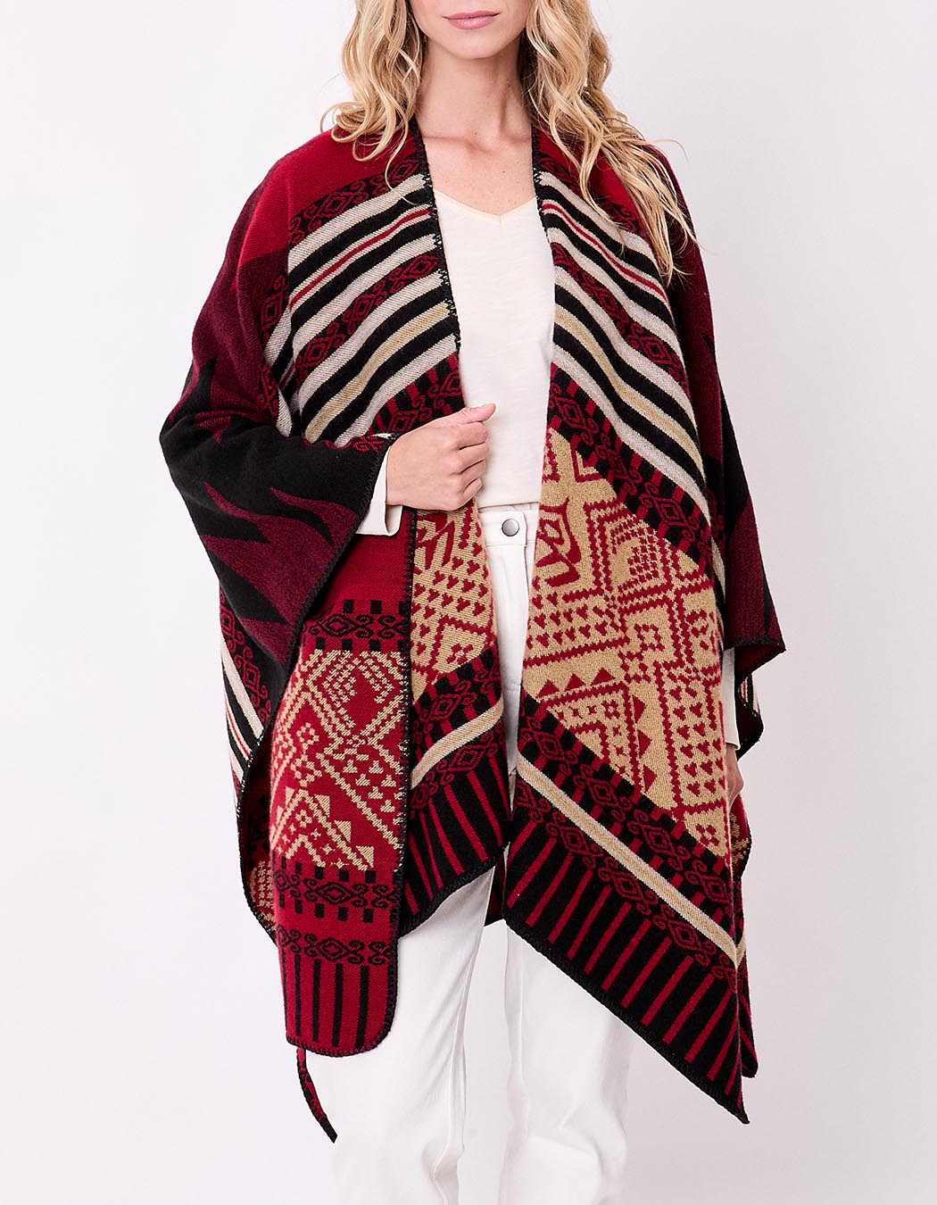 Reversible printed poncho femme La Fiancée