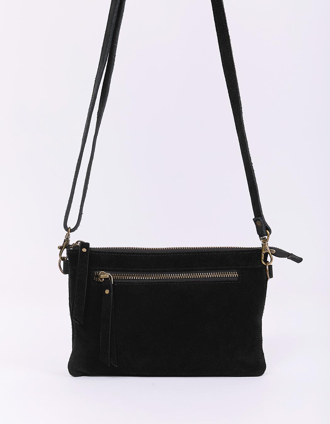 Leather crossbody bag with double pocket femme La Fiancée