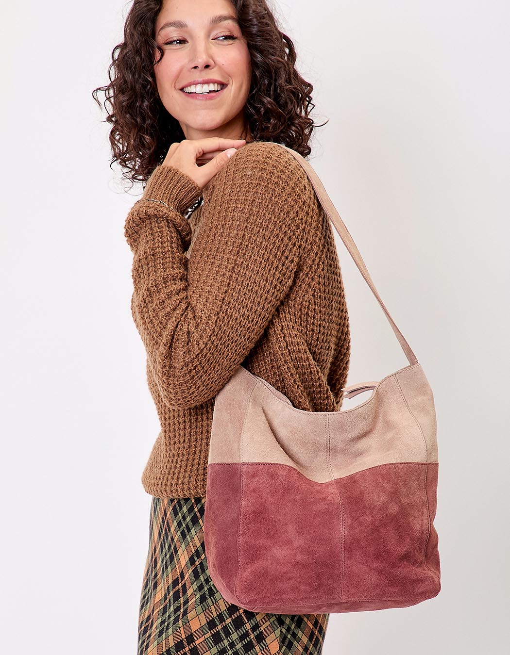 Two-tone suede leather satchel bag femme La Fiancée
