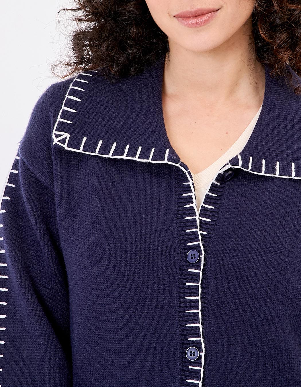 Knit cardigan with shirt collar femme La Fiancée