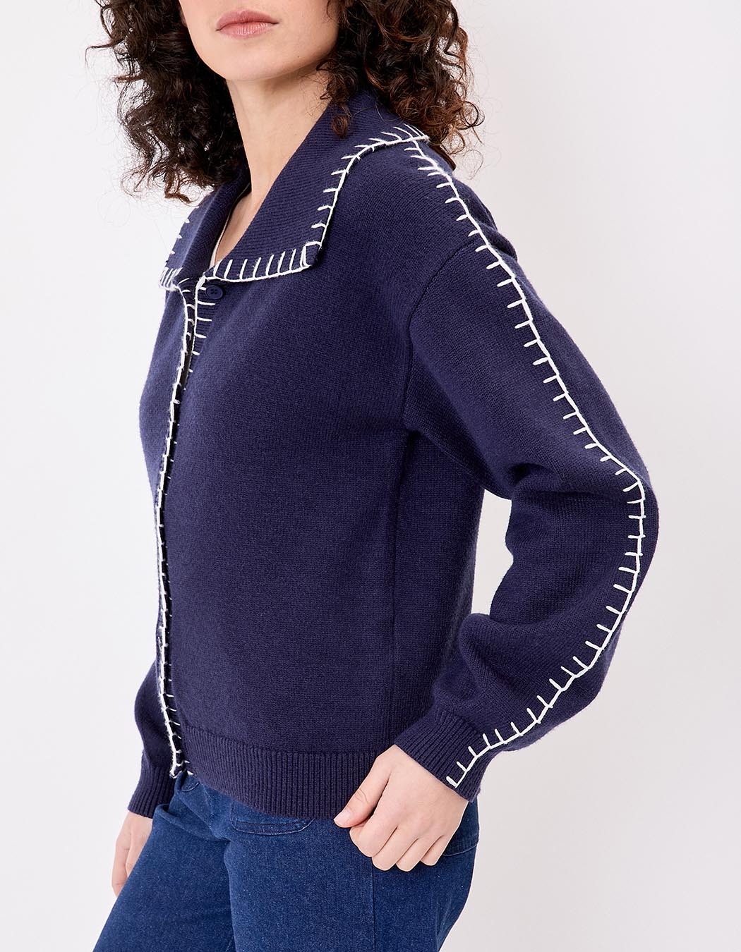 Knit cardigan with shirt collar femme La Fiancée