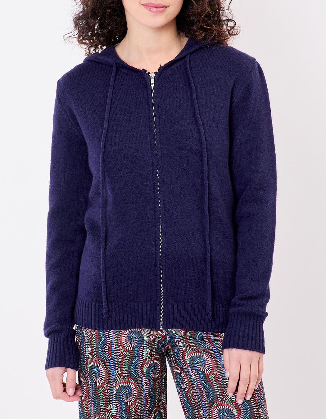 Hooded zip knit cardigan femme La Fiancée
