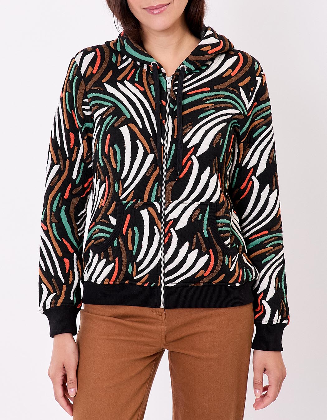 Jacquard knit zip sweatshirt femme La Fiancée
