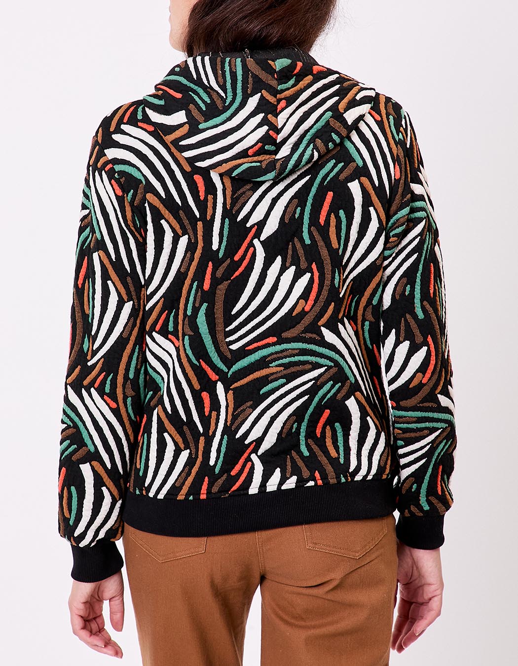 Jacquard knit zip sweatshirt femme La Fiancée