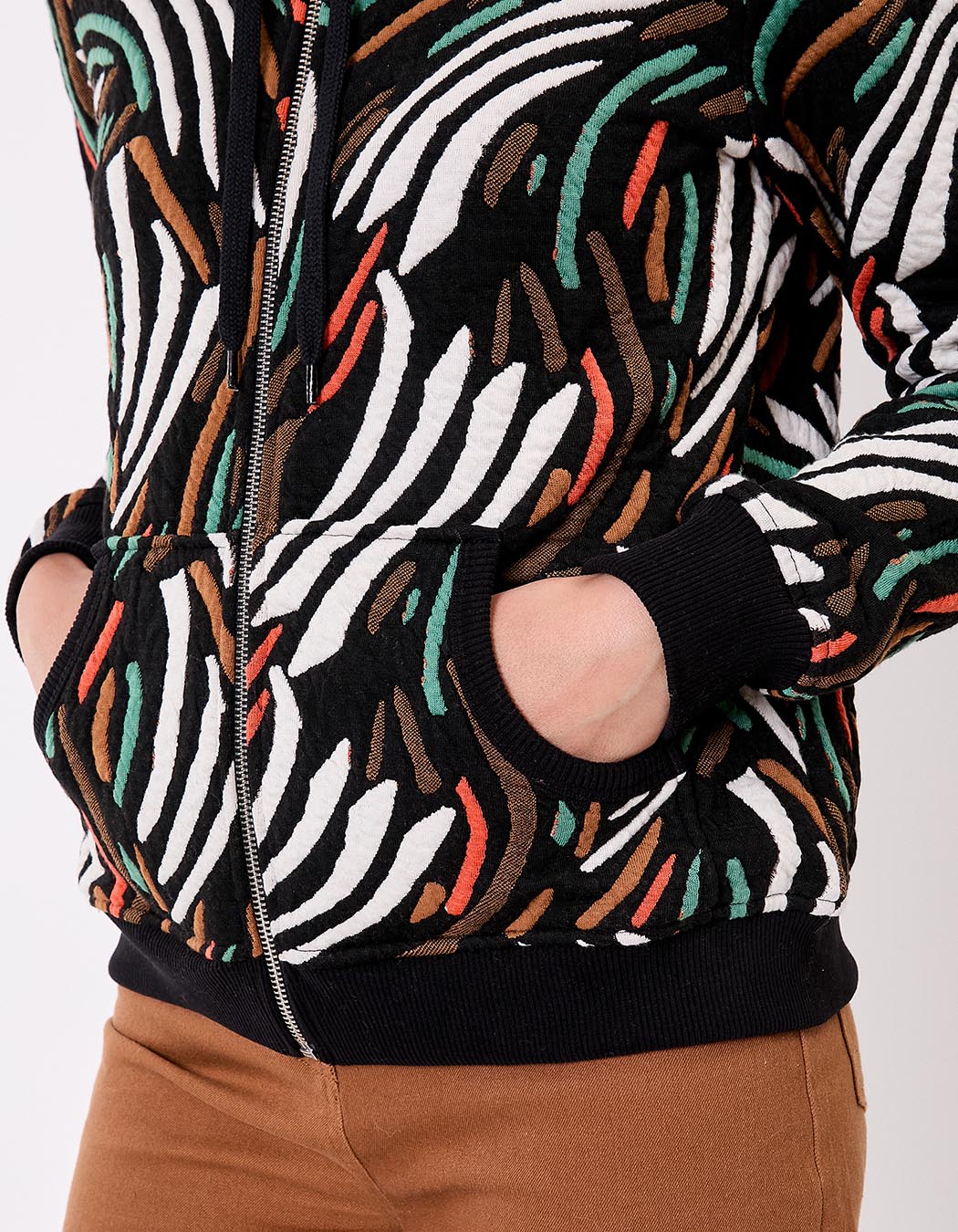Jacquard knit zip sweatshirt femme La Fiancée