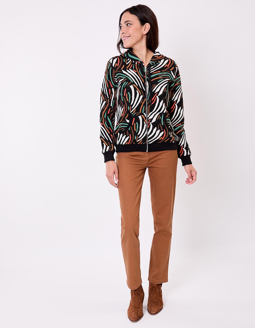 Jacquard knit zip sweatshirt femme La Fiancée
