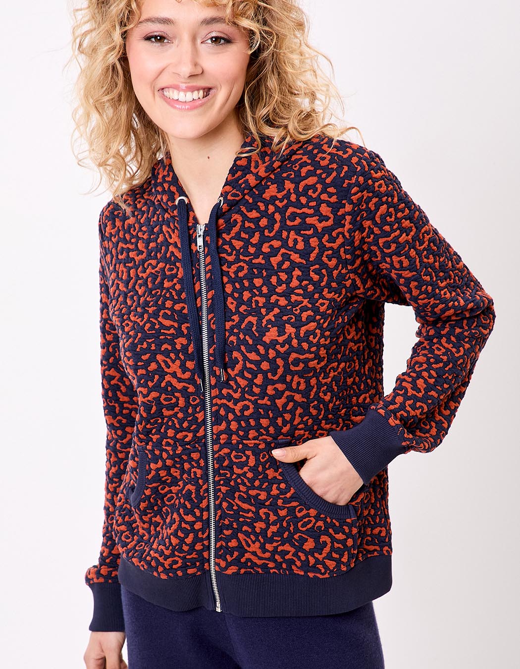 Jacquard knit zip sweatshirt femme La Fiancée