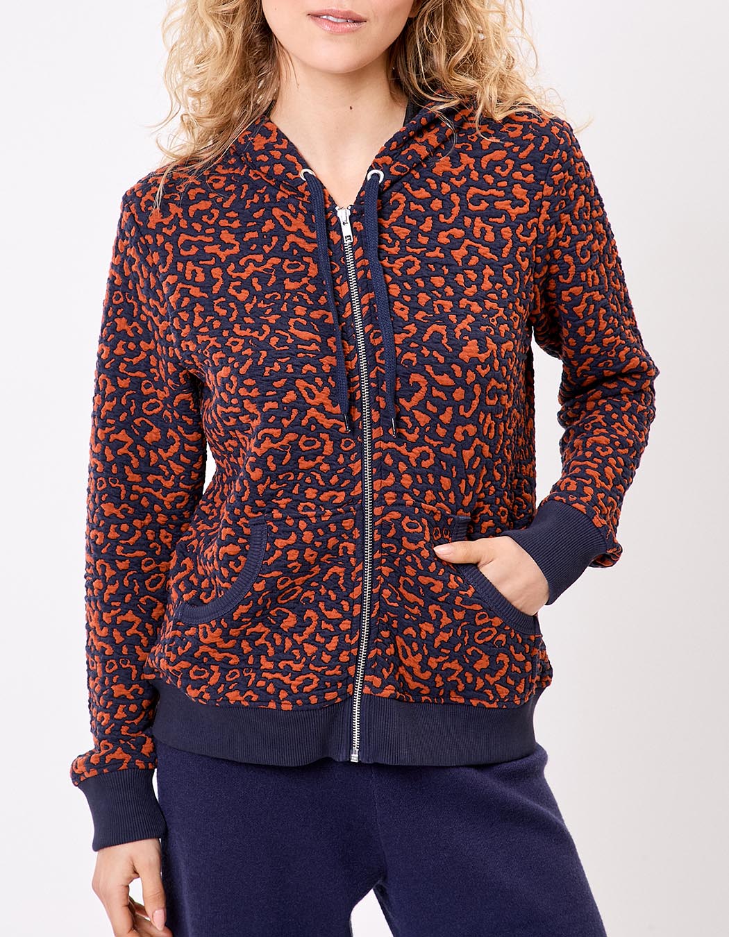Jacquard knit zip sweatshirt femme La Fiancée