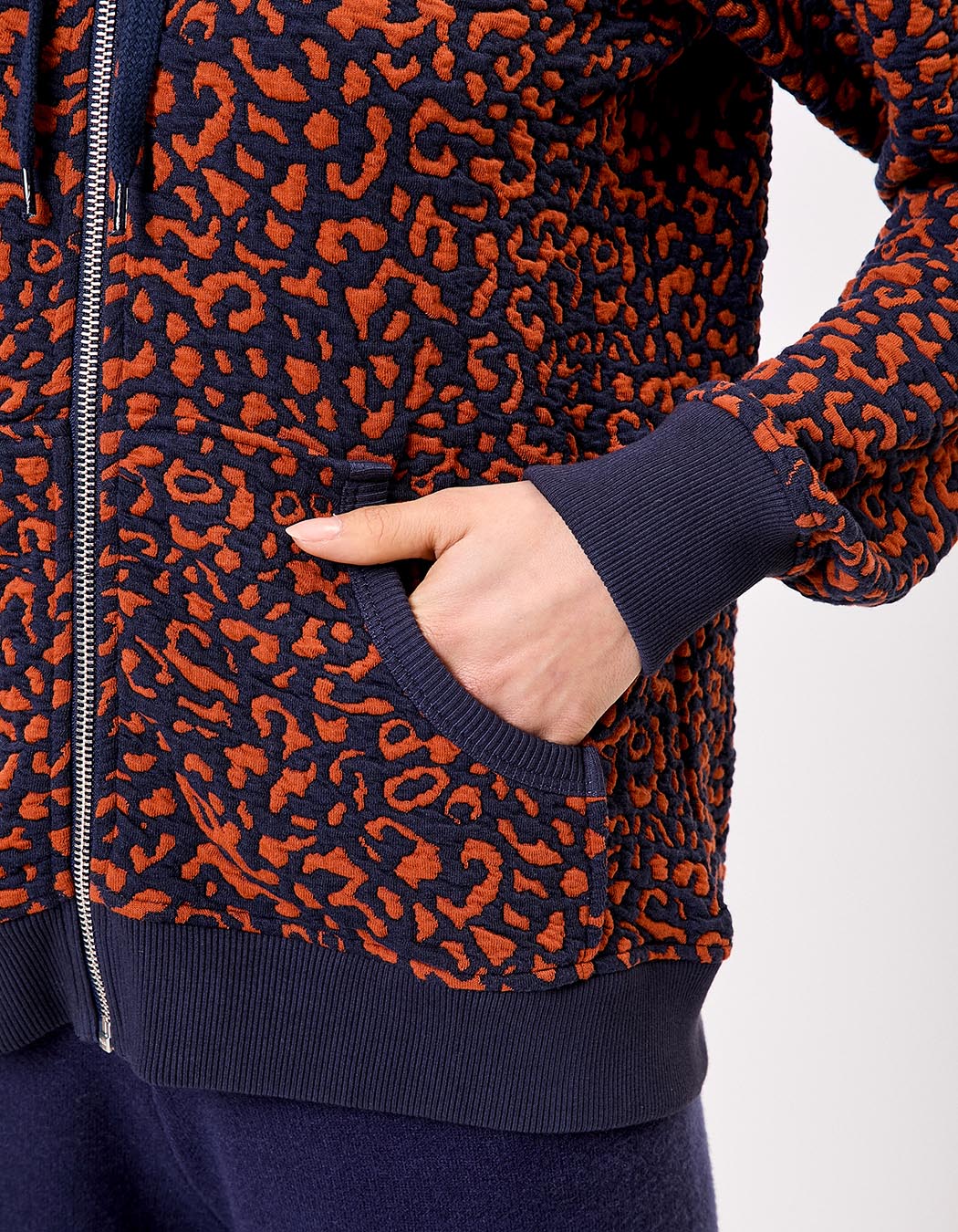 Jacquard knit zip sweatshirt femme La Fiancée