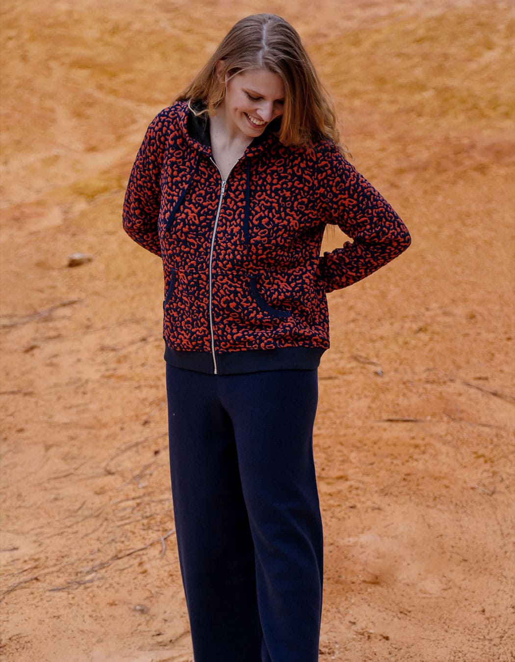 Jacquard knit zip sweatshirt femme La Fiancée