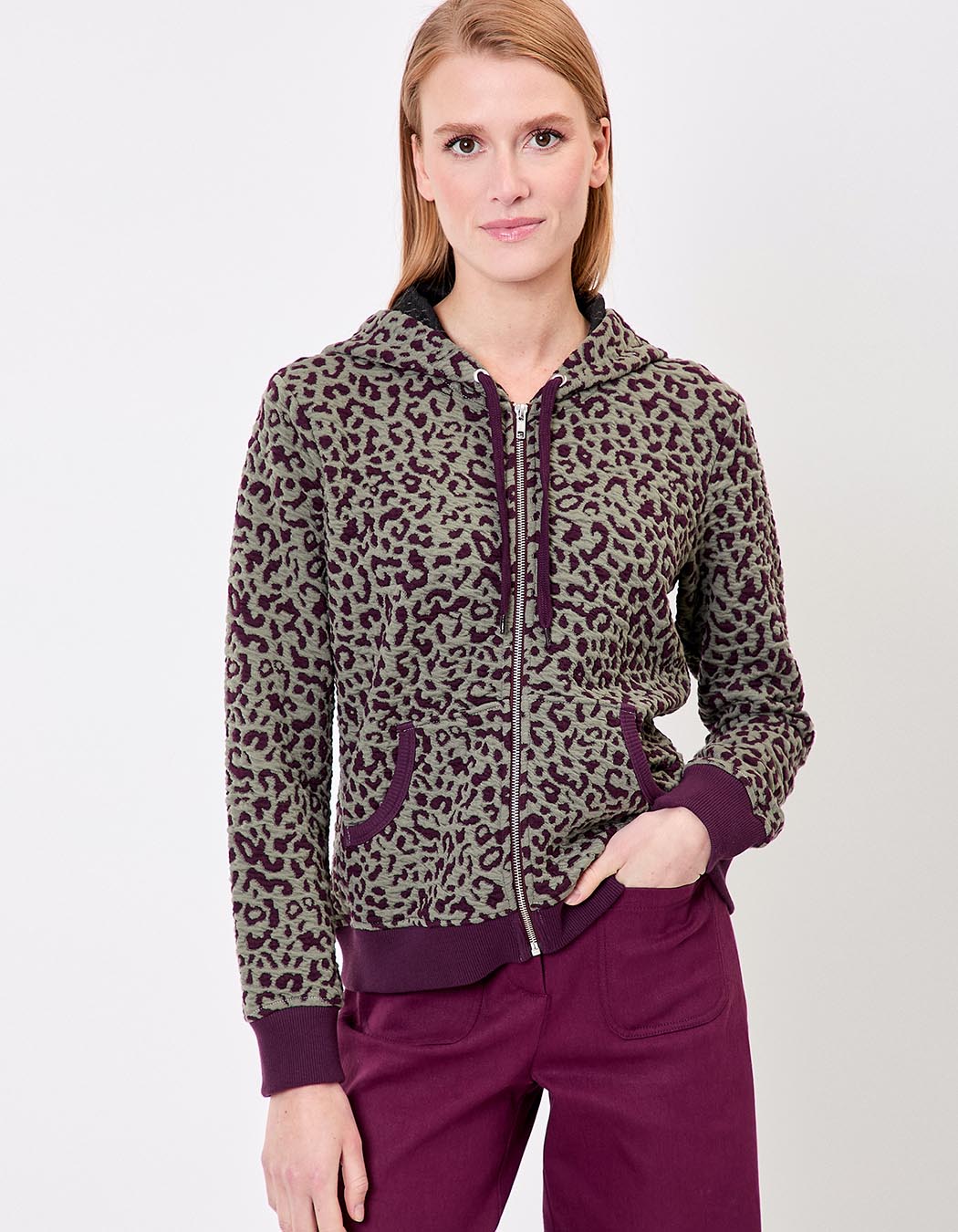 Jacquard knit zip sweatshirt femme La Fiancée